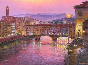 ヴェッキオ橋のヨーロッパの街並み.JPG Oil Paintings